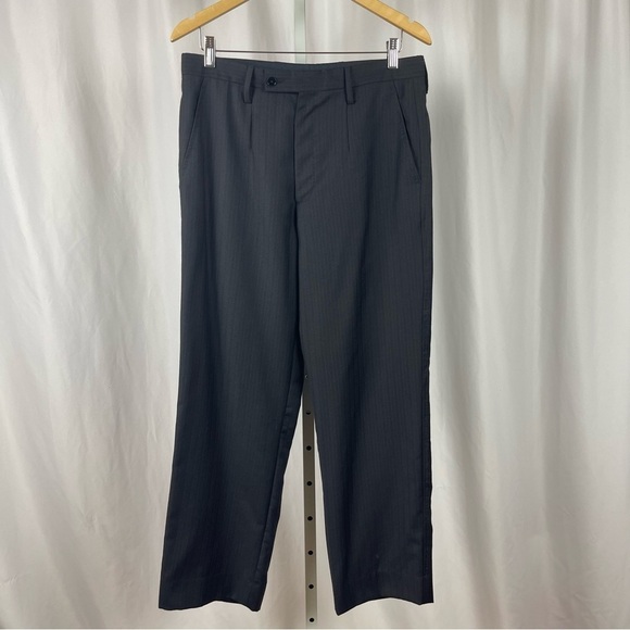 Dolce & Gabbana 32 x 28 Mens 100% Virgin Wool Black Slacks Office Pinstripe - Picture 1 of 6